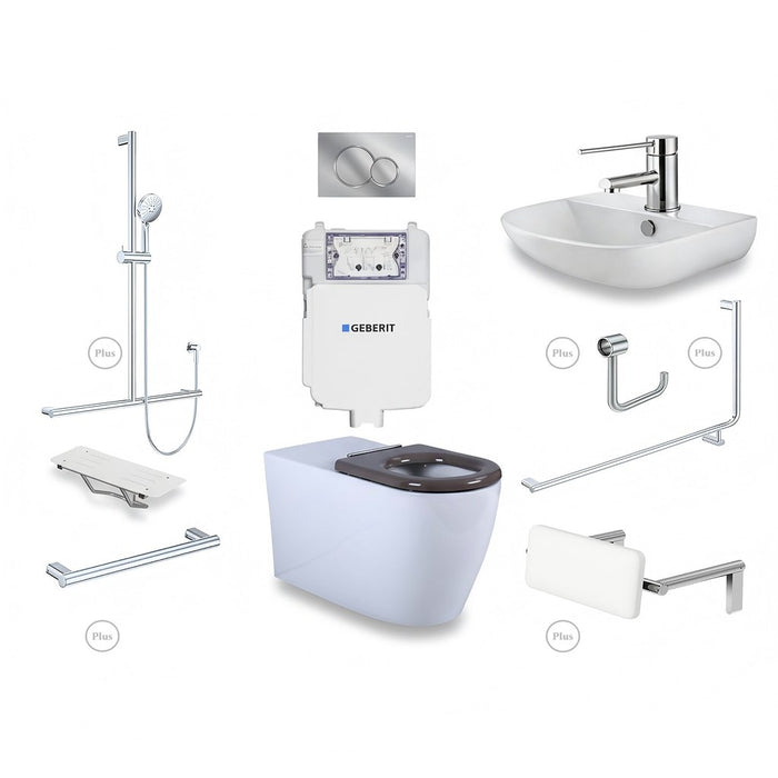 Left-Hand Integrated Accessible Care Bathroom Package - Complete Shower, Toilet & Support System