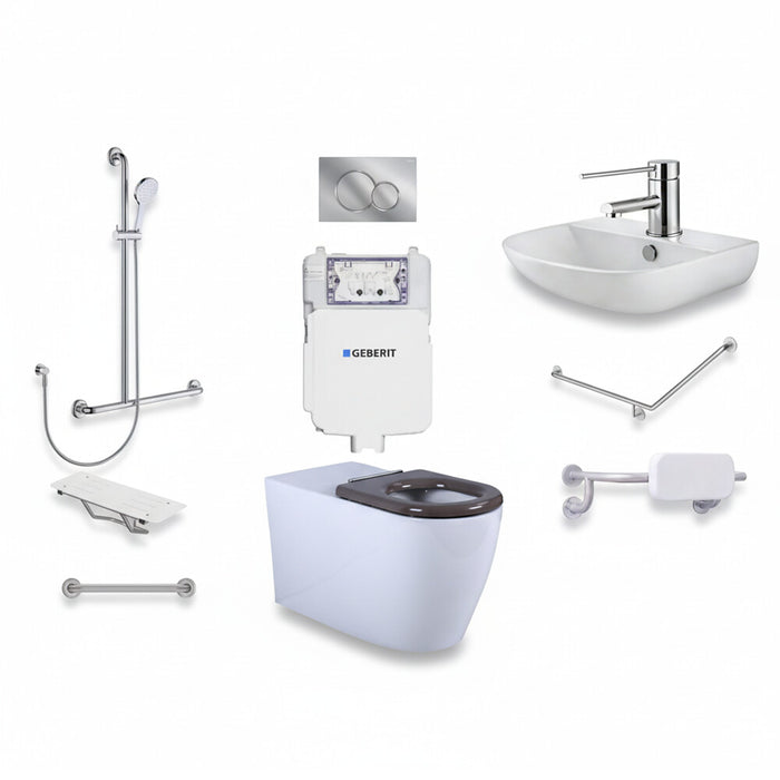 Left-Hand Integrated Accessible Care Bathroom Package - Complete Shower, Toilet & Support System