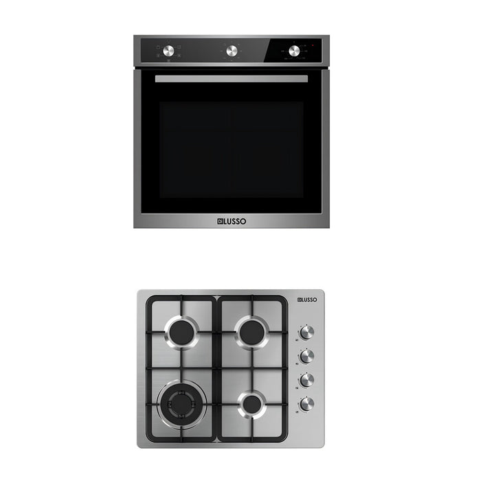 600mm Dilusso Stainless Oven + Gas Cooktop + Telescopic Rangehood + Dishwasher Kitchen Appliance Package
