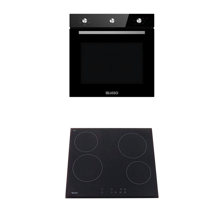 600mm Dilusso Black Oven + Ceramic Cooktop + Concealed Rangehood + Dishwasher Kitchen Appliance Package
