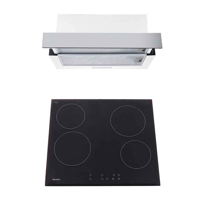 600mm Dilusso Stainless Oven + Ceramic Cooktop + Telescopic Rangehood + Dishwasher Kitchen Appliance Package