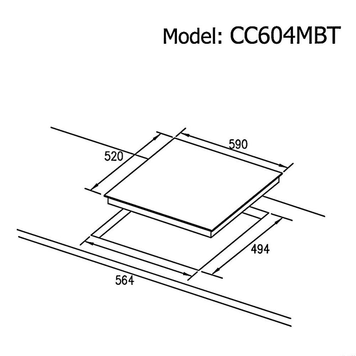 600mm Dilusso Black Oven + Ceramic Cooktop + Concealed Rangehood + Dishwasher Kitchen Appliance Package