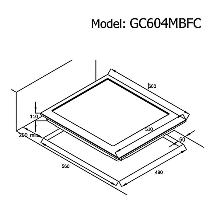 600mm Dilusso Black Oven + Gas Cooktop + Concealed Rangehood + Dishwasher Kitchen Appliance Package