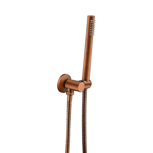Aquaperla Brushed Copper Round Shower Rail With Handheld Shower