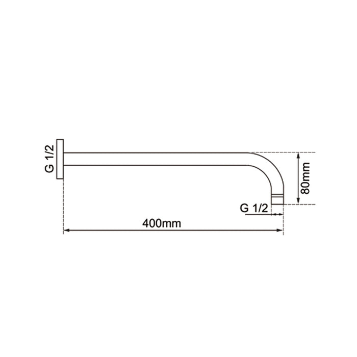 400mm Aquaperla Brushed Copper Round Wall Shower Arm