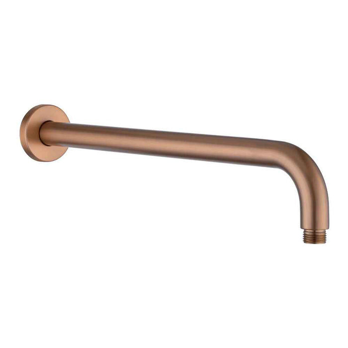 400mm Aquaperla Brushed Copper Round Wall Shower Arm