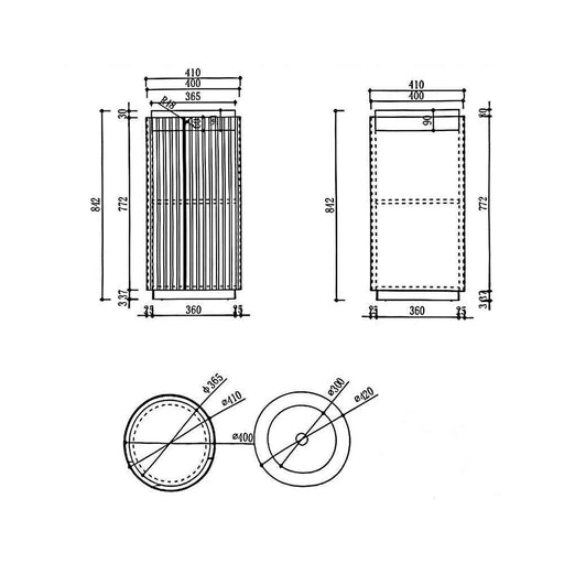 420*420*842mm Aulic Civaro Matt White Plywood Fluted Mini Freestanding Pillar Vanity