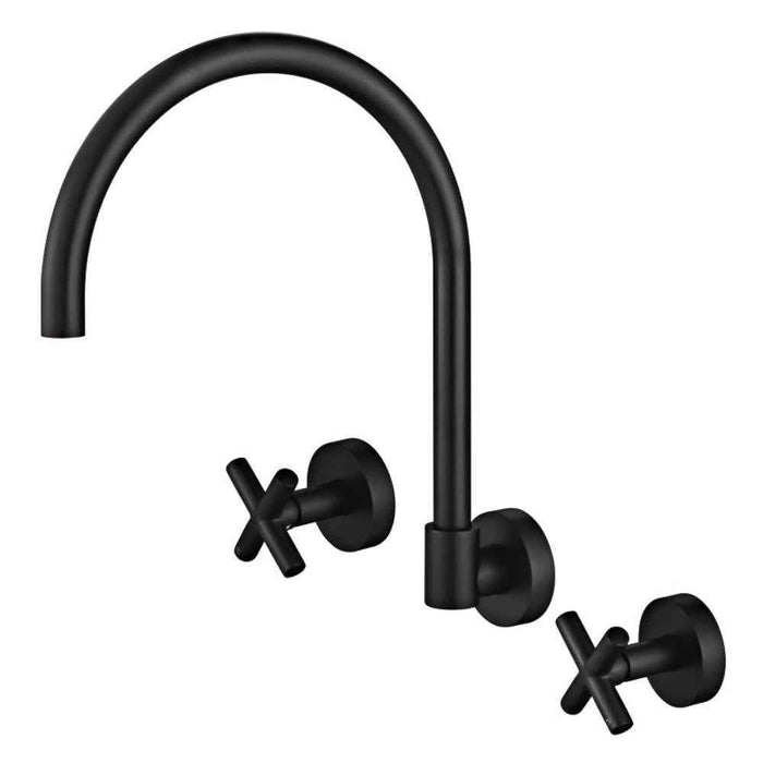 Matt Black Bathroom Tapware Range - Wall Top Assemblies, Washing Machine Stops & Wall Spout