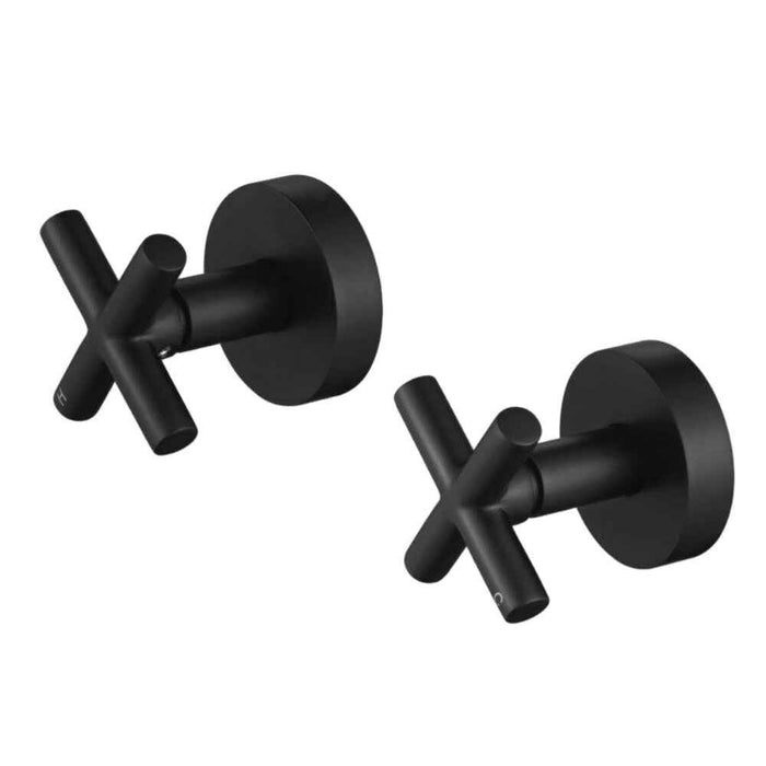Matt Black Bathroom Tapware Range - Wall Top Assemblies, Washing Machine Stops & Wall Spout