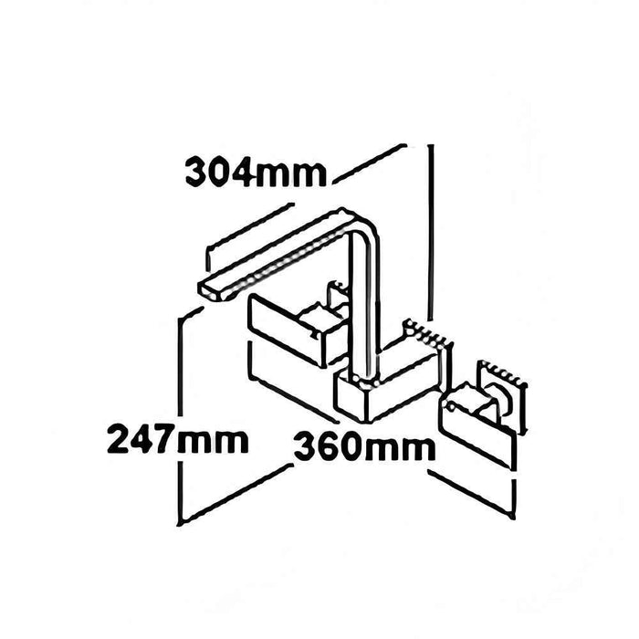 Square Bathroom Tapware Range - Wall Top Assemblies, Washing Machine Stops & Spa/Sink Wall Set