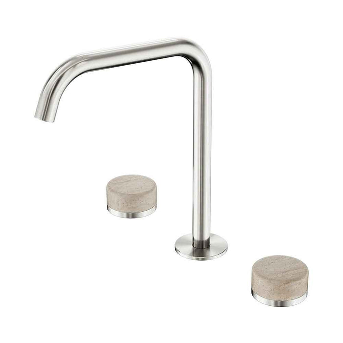 Nero Serenity Lead-Free DZR Brass Bath/Kitchen Set Edge Spout With Rome Travertine Handle