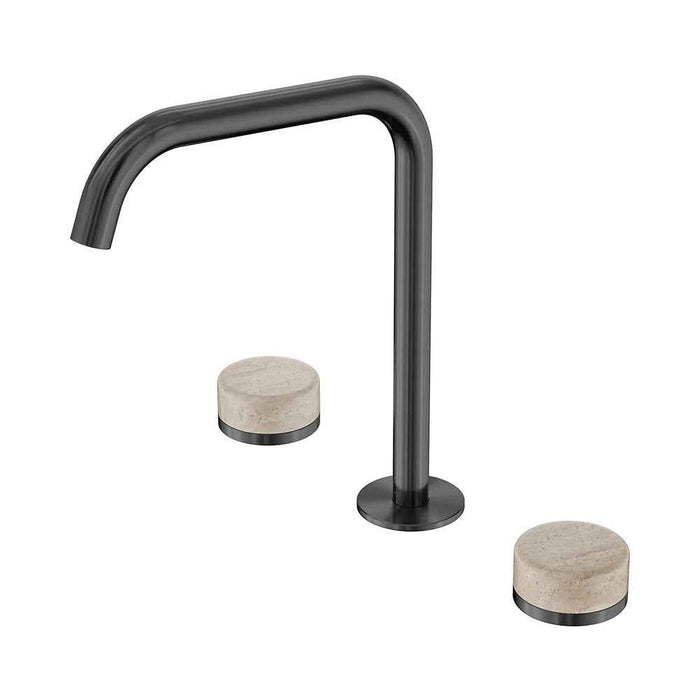 Nero Serenity Lead-Free DZR Brass Bath/Kitchen Set Edge Spout With Rome Travertine Handle