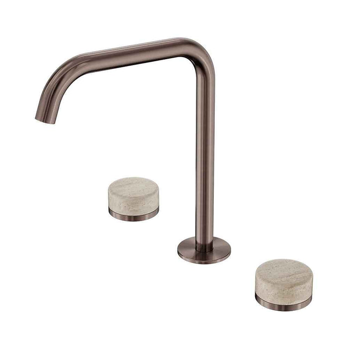 Nero Serenity Lead-Free DZR Brass Bath/Kitchen Set Edge Spout With Rome Travertine Handle
