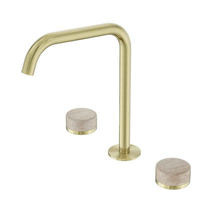 Nero Serenity Lead-Free DZR Brass Bath/Kitchen Set Edge Spout With Rome Travertine Handle