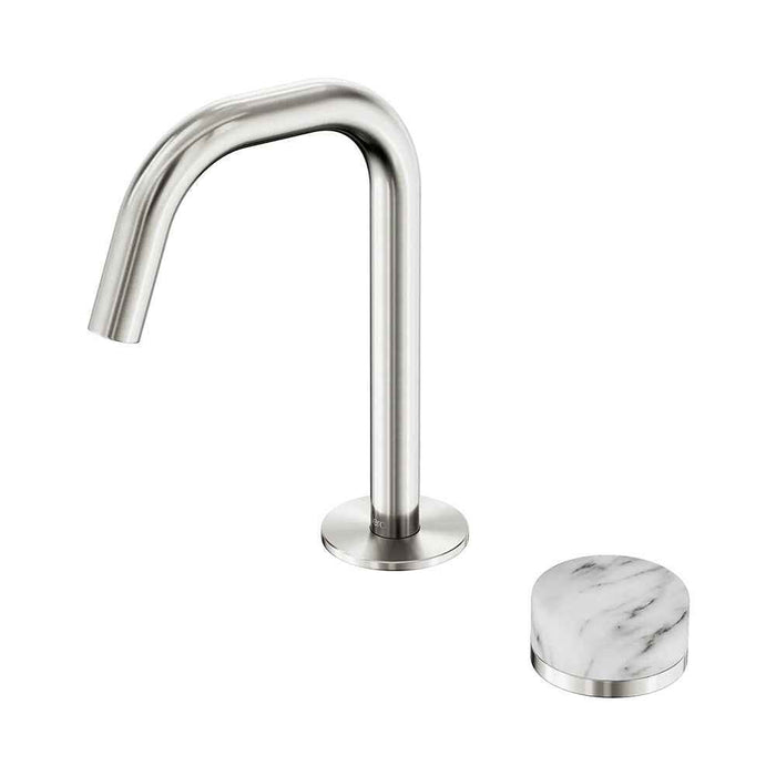 Nero Serenity Progressive Lead-Free DZR Brass Basin Mixer Edge Spout With Arabescato Corchia Handle