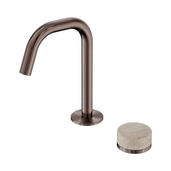 Nero Serenity Progressive Lead-Free DZR Brass Basin Mixer Edge Spout With Rome Travertine Handle