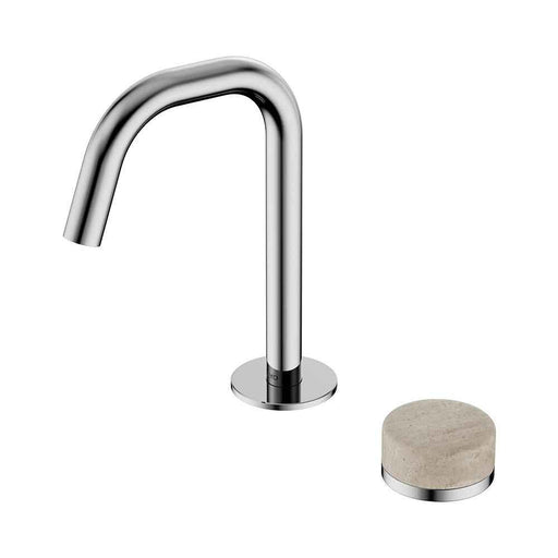 Nero Serenity Progressive Lead-Free DZR Brass Basin Mixer Edge Spout With Rome Travertine Handle