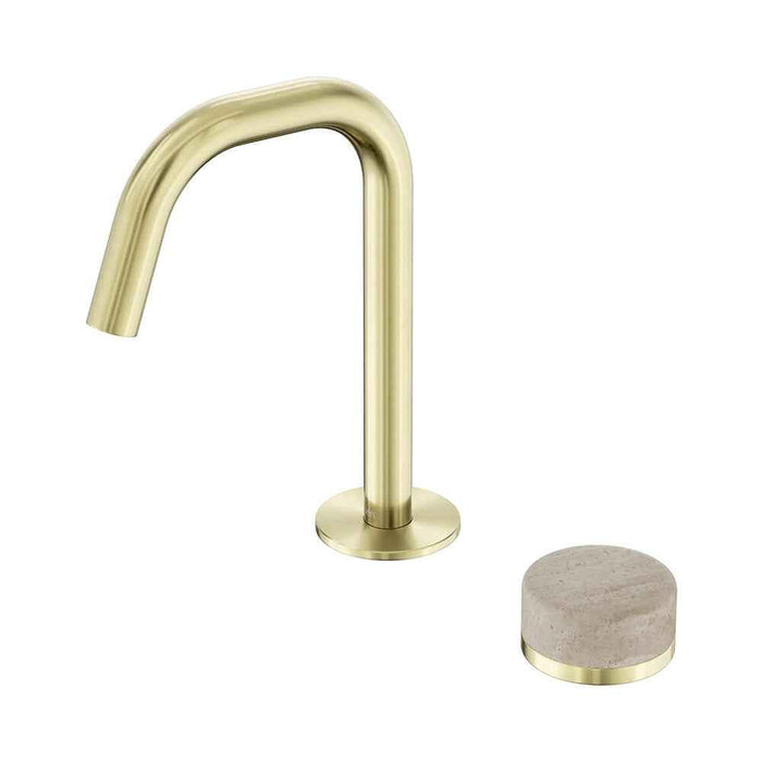 Nero Serenity Progressive Lead-Free DZR Brass Basin Mixer Edge Spout With Rome Travertine Handle