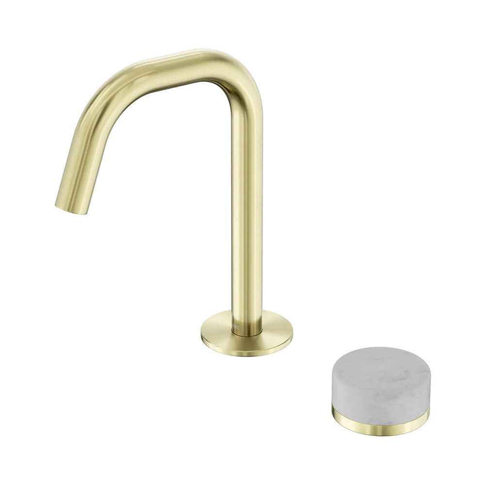 Nero Serenity Progressive Lead-Free DZR Brass Basin Mixer Edge Spout With Carrara Handle