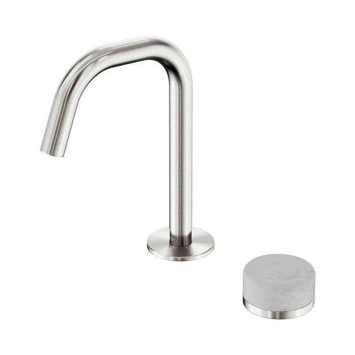 Nero Serenity Progressive Lead-Free DZR Brass Basin Mixer Edge Spout With Carrara Handle