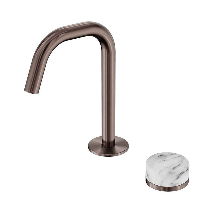 Nero Serenity Progressive Lead-Free DZR Brass Basin Mixer Edge Spout With Arabescato Corchia Handle