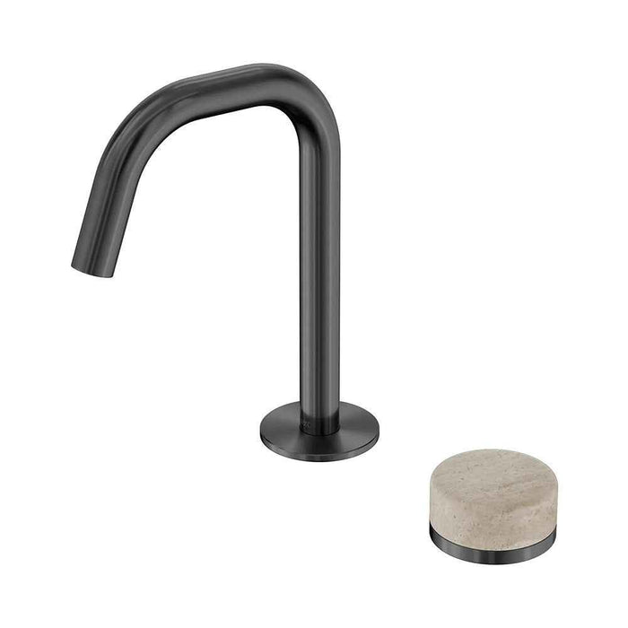 Nero Serenity Progressive Lead-Free DZR Brass Basin Mixer Edge Spout With Rome Travertine Handle