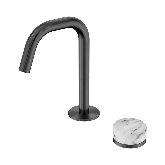 Nero Serenity Progressive Lead-Free DZR Brass Basin Mixer Edge Spout With Arabescato Corchia Handle