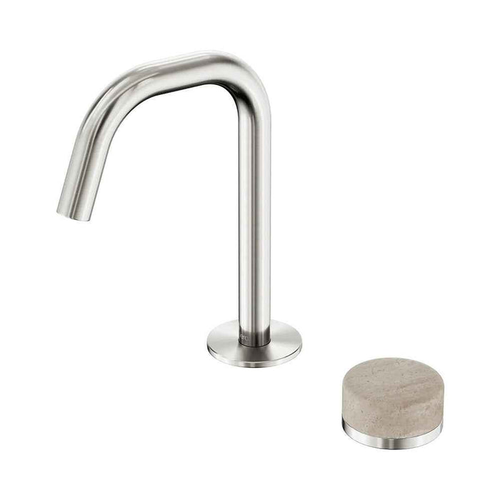 Nero Serenity Progressive Lead-Free DZR Brass Basin Mixer Edge Spout With Rome Travertine Handle
