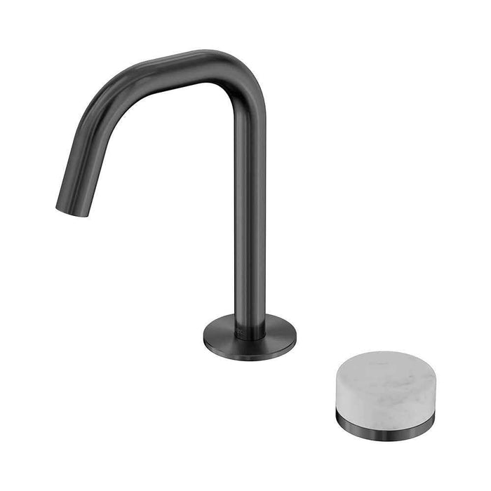 Nero Serenity Progressive Lead-Free DZR Brass Basin Mixer Edge Spout With Carrara Handle
