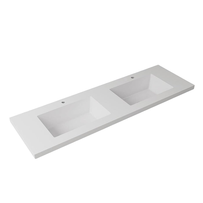 600-1500*460mm Lukka Blanco White Sintered Stone Seamless Joined With Fine Ceramic Basin Top