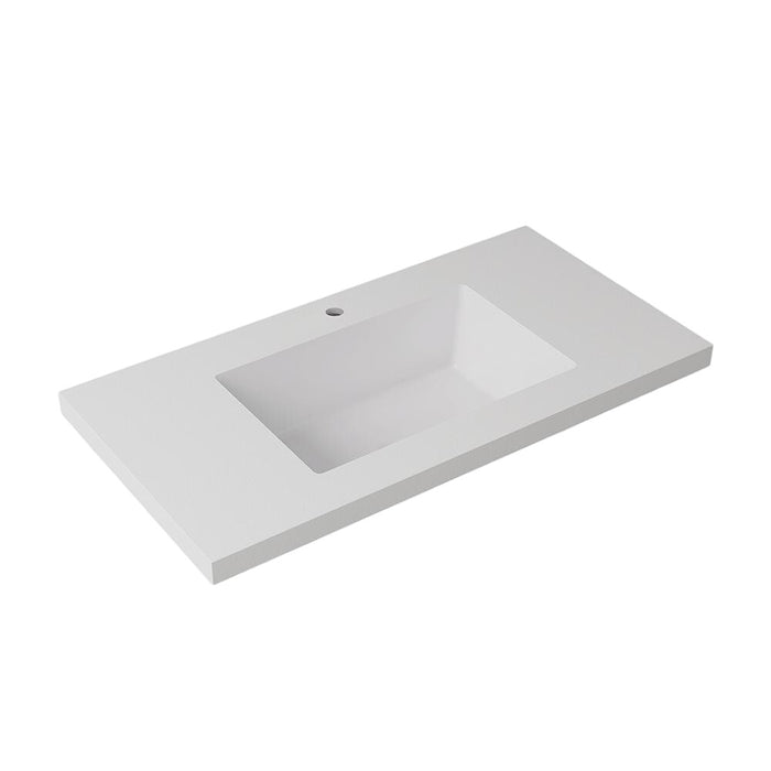 600-1500*460mm Lukka Blanco White Sintered Stone Seamless Joined With Fine Ceramic Basin Top