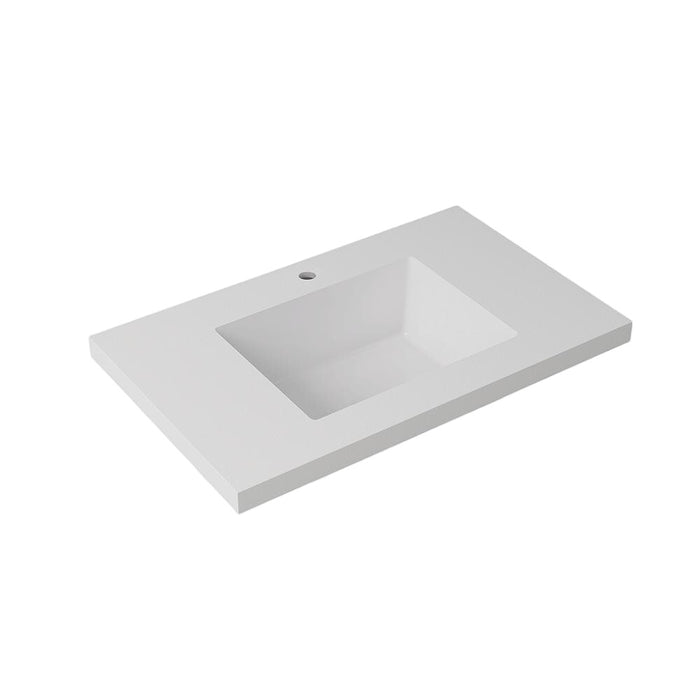600-1500*460mm Lukka Blanco White Sintered Stone Seamless Joined With Fine Ceramic Basin Top