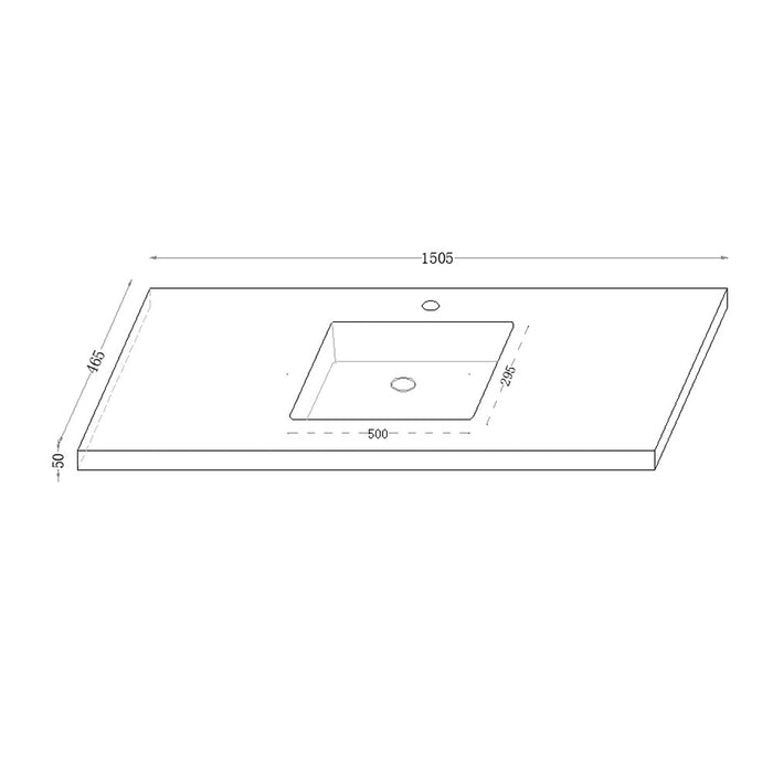 600-1500*460mm Lukka Blanco White Sintered Stone Seamless Joined With Fine Ceramic Basin Top