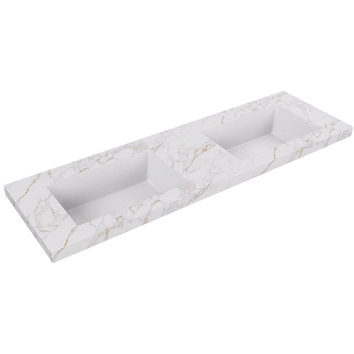 600-1500*460mm Lukka Carrara Gold Sintered Stone Seamless Joined With Fine Ceramic Basin Top