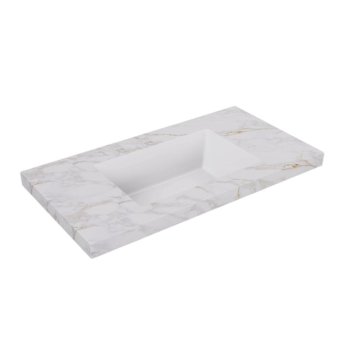 600-1500*460mm Lukka Carrara Gold Sintered Stone Seamless Joined With Fine Ceramic Basin Top