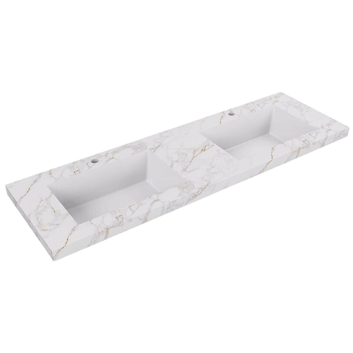 600-1500*460mm Lukka Carrara Gold Sintered Stone Seamless Joined With Fine Ceramic Basin Top