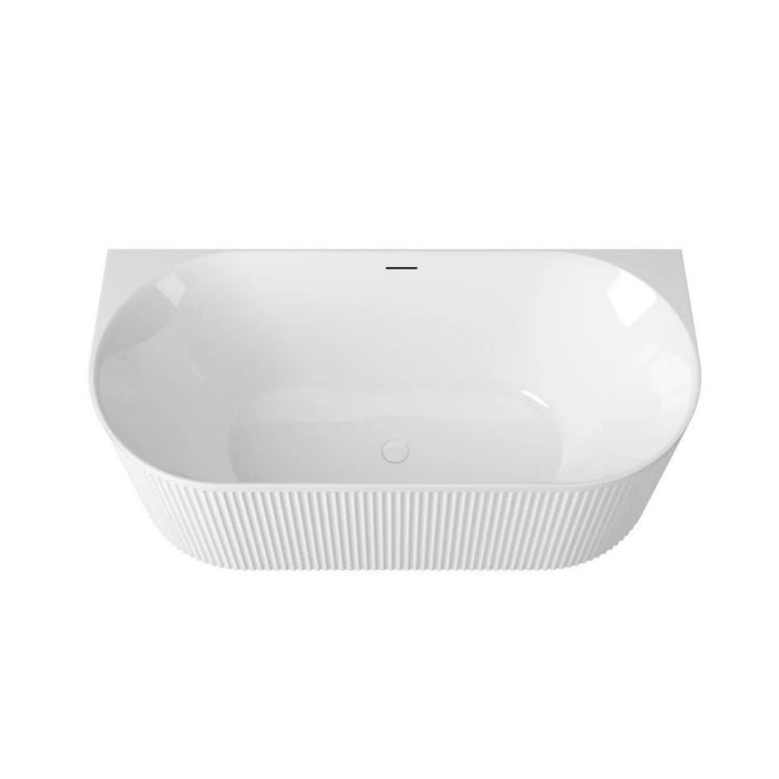 1500-1700*800*580mm Otti Attica Havana Oval Acrylic With Overflow Fluted Back To Wall Bathtub