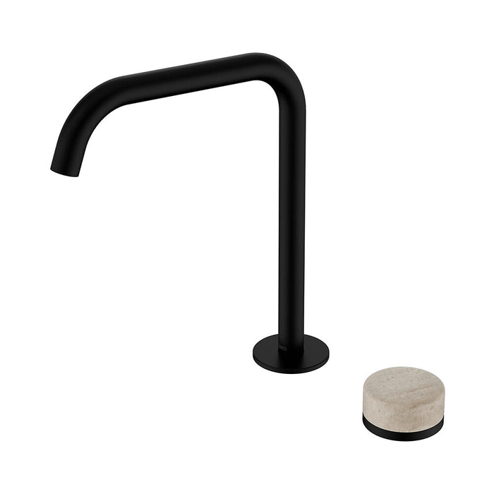 Nero Serenity Progressive Lead-Free DZR Brass Bath/Kitchen Mixer Edge Spout With Rome Travertine Handle