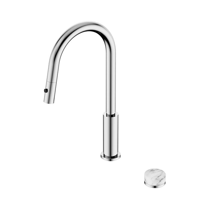 Nero Serenity Progressive Lead-Free DZR Brass Pull Out Kitchen Set With Arabescato Corchia Handle