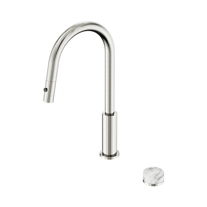 Nero Serenity Progressive Lead-Free DZR Brass Pull Out Kitchen Set With Arabescato Corchia Handle