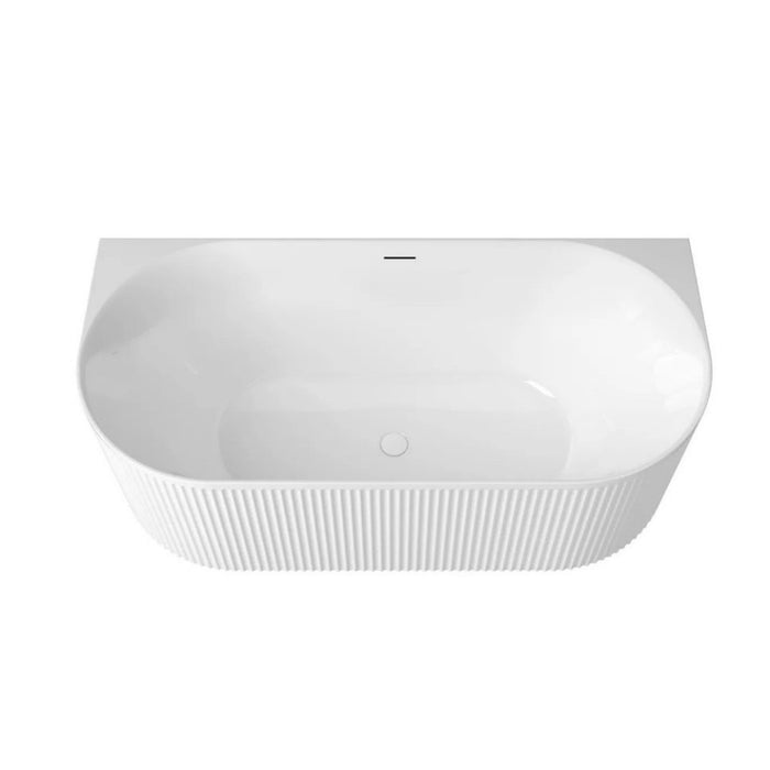 1500-1700*800*580mm Otti Attica Havana Oval Acrylic With Overflow Fluted Back To Wall Bathtub