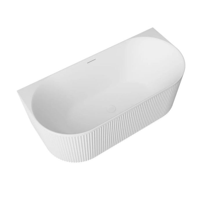 1500-1700*800*580mm Otti Attica Havana Oval Acrylic With Overflow Fluted Back To Wall Bathtub