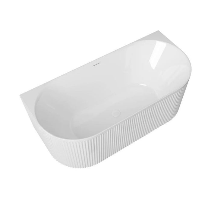 1500-1700*800*580mm Otti Attica Havana Oval Acrylic With Overflow Fluted Back To Wall Bathtub