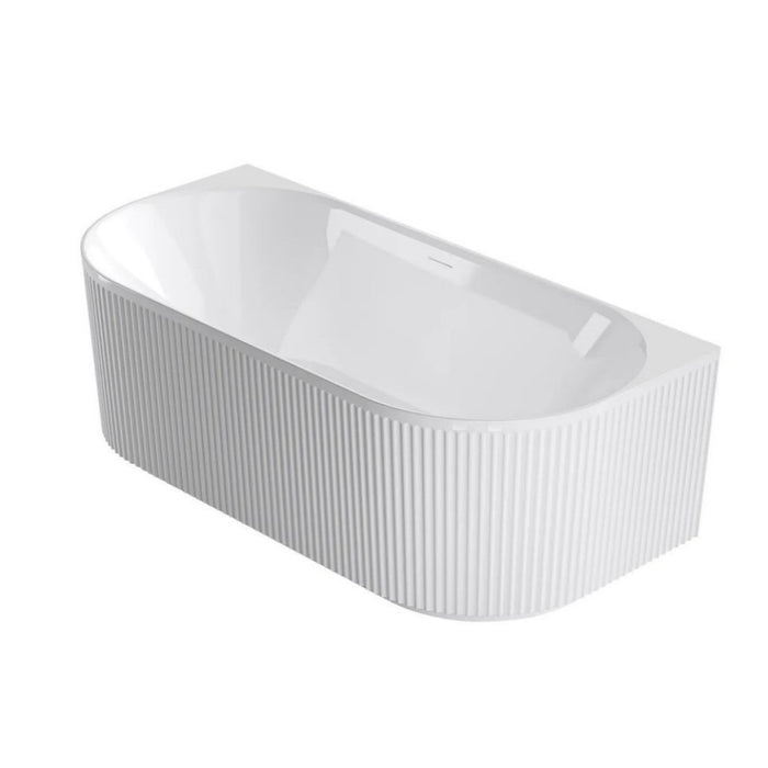 1500-1700*800*580mm Otti Attica Havana Oval Acrylic With Overflow Fluted Back To Wall Bathtub