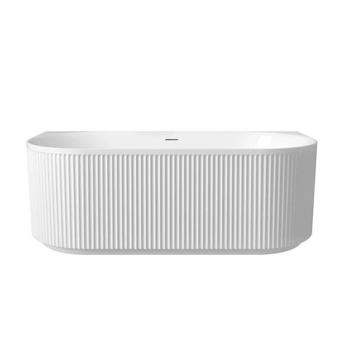 1500-1700*800*580mm Otti Attica Havana Oval Acrylic With Overflow Fluted Back To Wall Bathtub