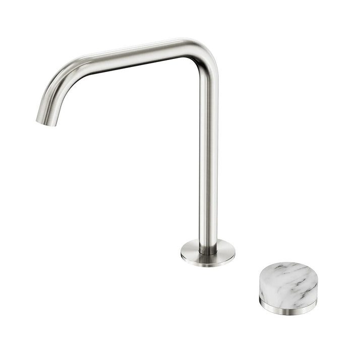 Nero Serenity Progressive Lead-Free DZR Brass Bath/Kitchen Mixer Edge Spout With Arabescato Corchia Handle