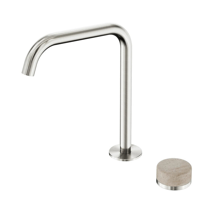 Nero Serenity Progressive Lead-Free DZR Brass Bath/Kitchen Mixer Edge Spout With Rome Travertine Handle