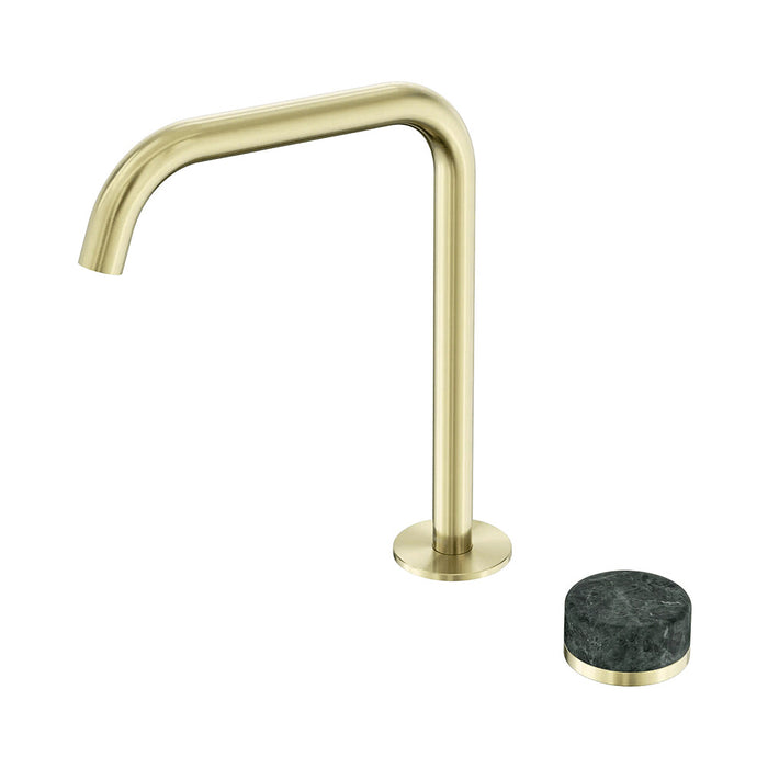 Nero Serenity Progressive Lead-Free DZR Brass Bath/Kitchen Mixer Edge Spout With Verde Alpi Handle