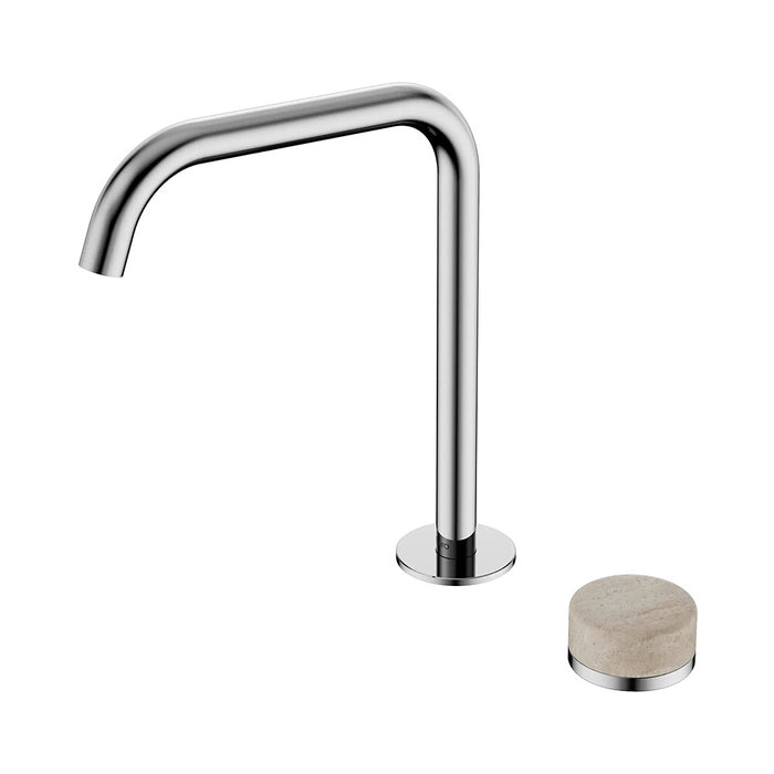 Nero Serenity Progressive Lead-Free DZR Brass Bath/Kitchen Mixer Edge Spout With Rome Travertine Handle