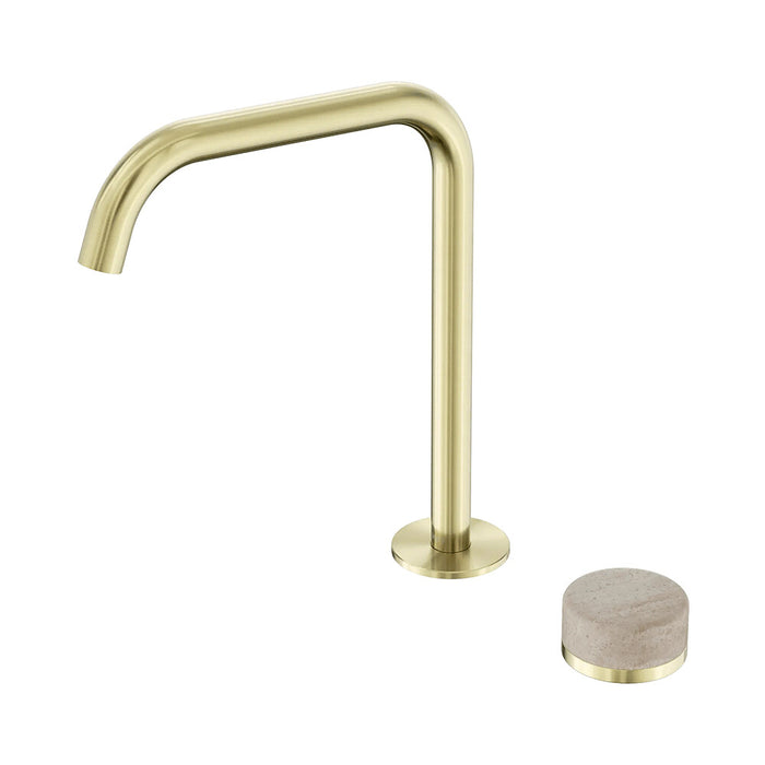 Nero Serenity Progressive Lead-Free DZR Brass Bath/Kitchen Mixer Edge Spout With Rome Travertine Handle